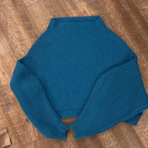 Free People Emma Mock Neck Cable Knit Sweater in Jewel tone - Picture 6 of 15